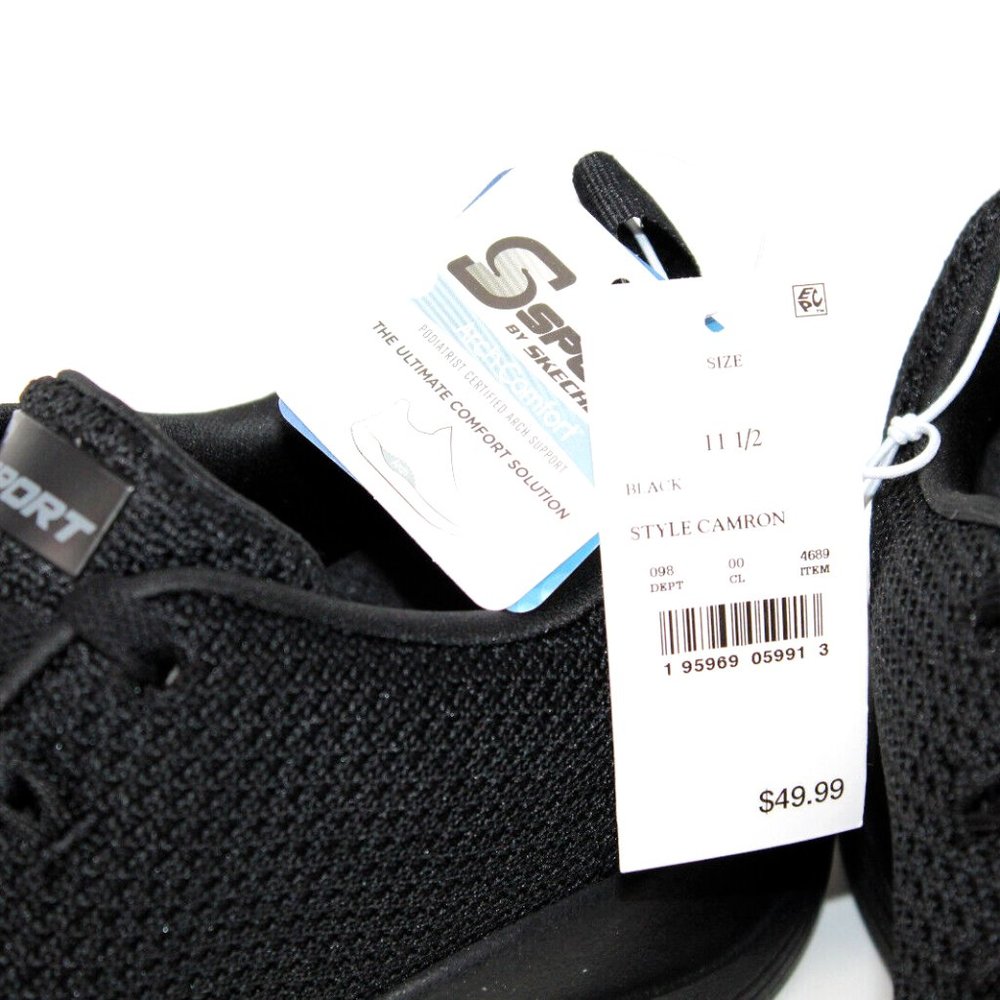 New S SPORT by SKECHERS Men's CAMRON Arch Support Black Sneakers Shoes Size 11.5 - Picture 11 of 12